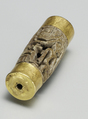 Openwork Barrel Bead, Glazed steatite, gold
